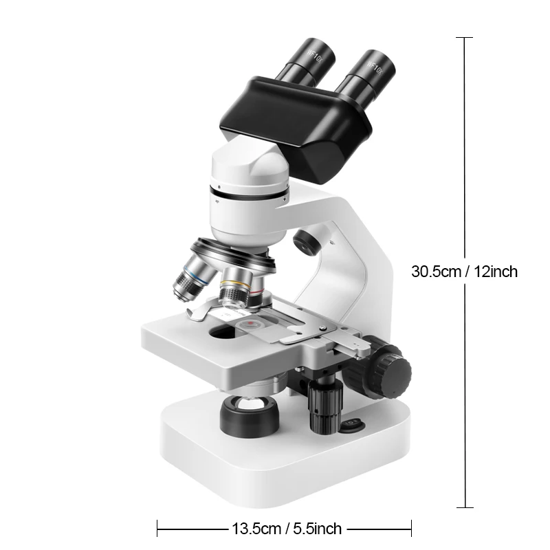 Student Biological Optical Microscope Kit 2000X ABS with Double Layer Stage Mobile Phone Holder Included for Educational Use
