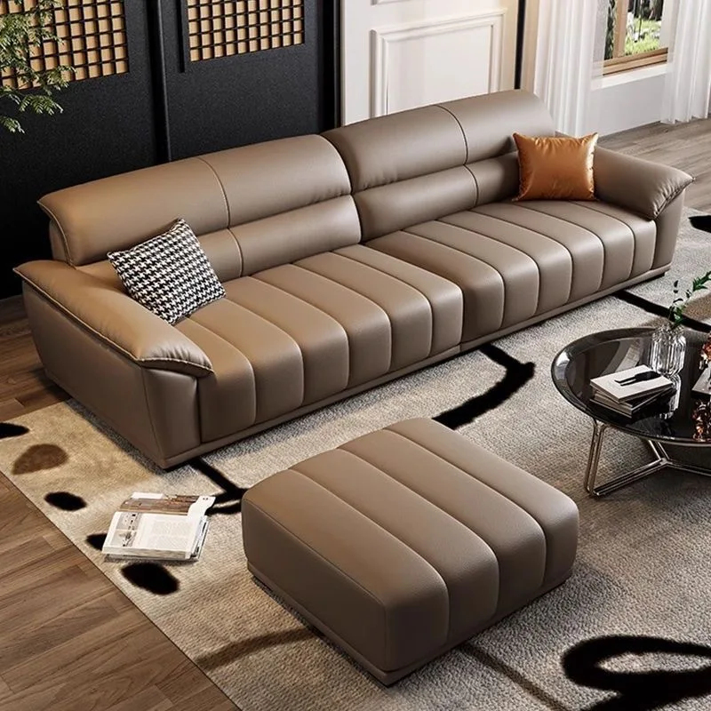 *Living Room Sofa Set  Leather Sofa Set Comfortable Living Room Furniture Modular Modern Cowhide  Sofa