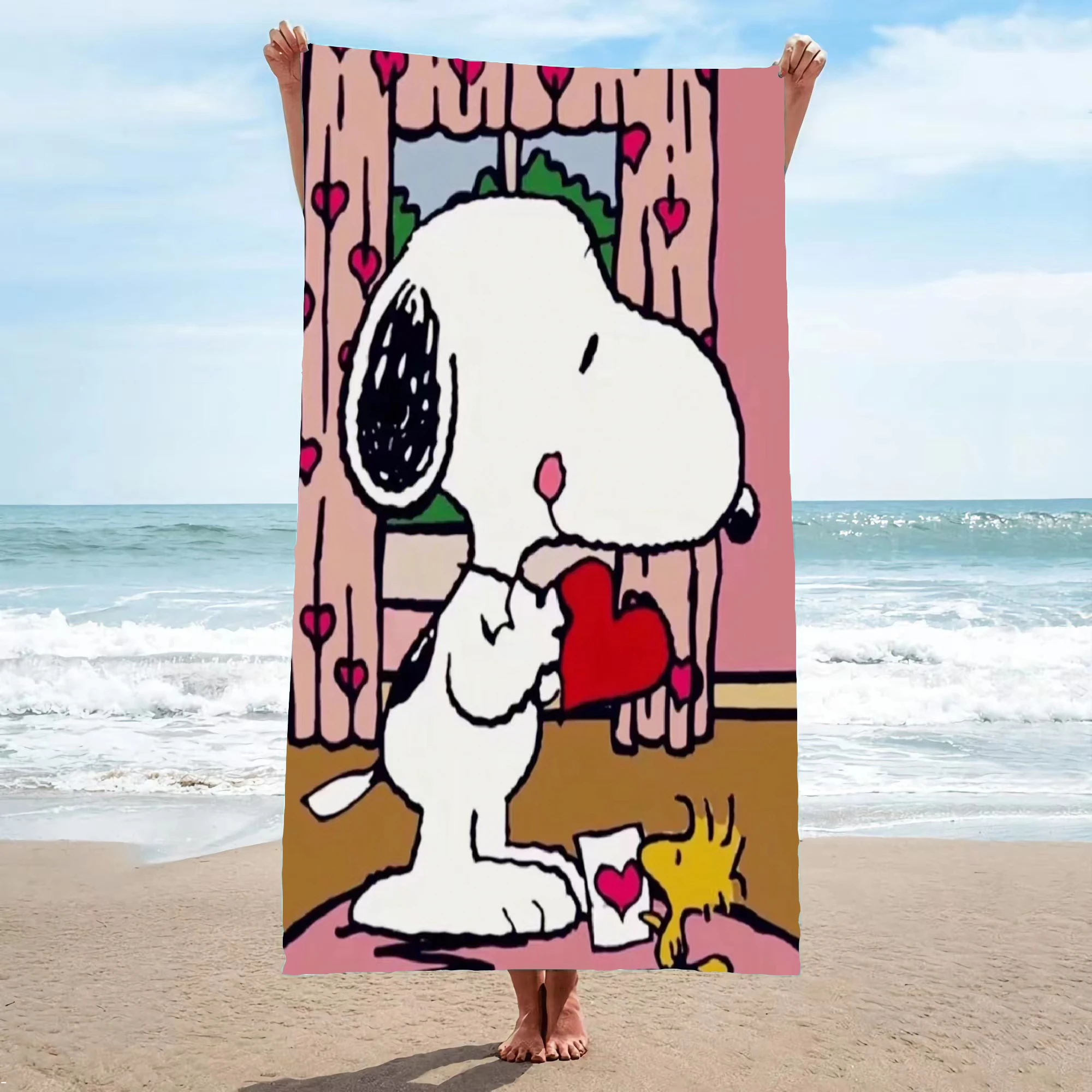 Ręcznik plażowy Snoopy Anime z mikrofibry śliczne Kawaii wystrój pokoju kąpiel dzieci ręczniki do rąk łazienka domowy prysznic prezenty dla dzieci