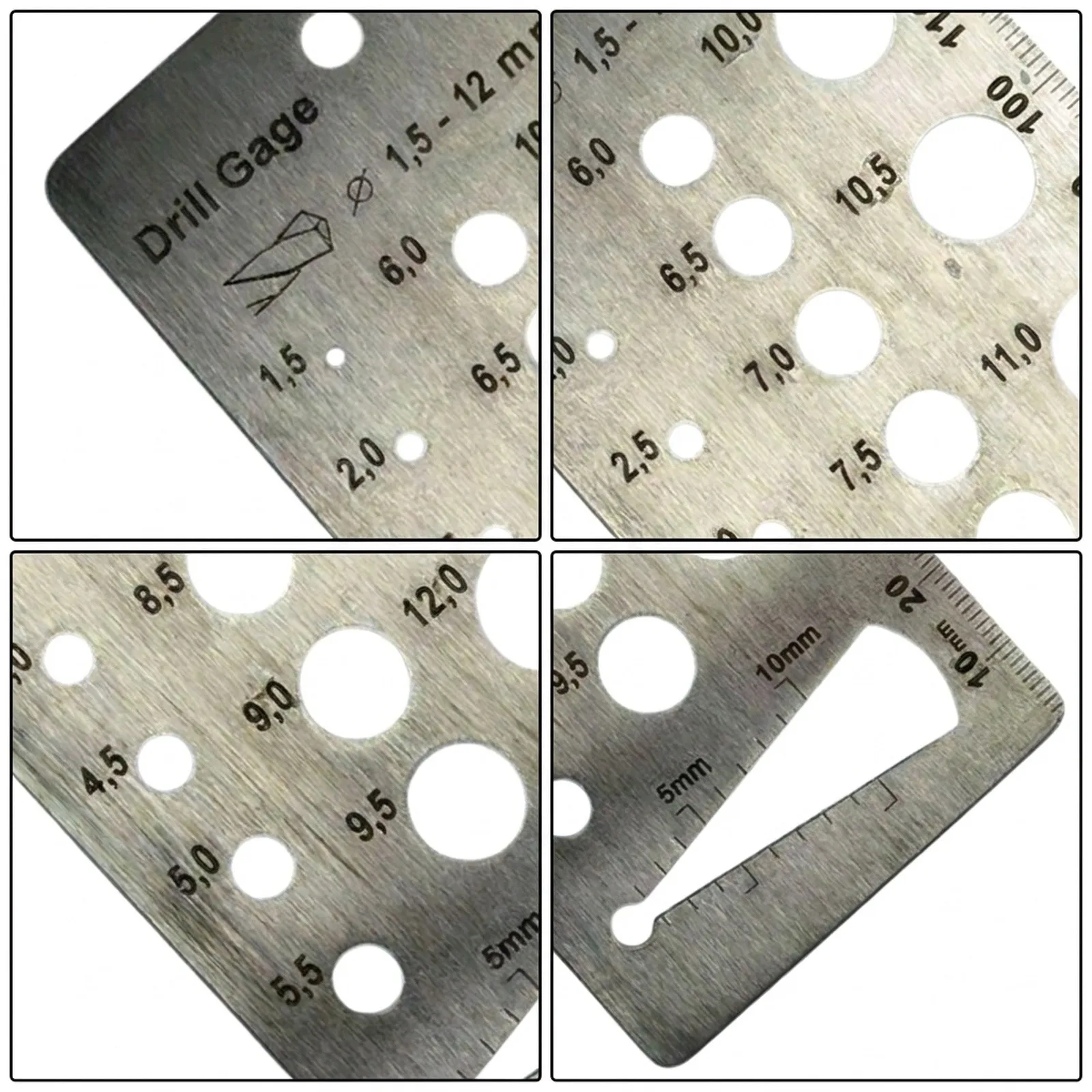 Stainless Steel Drill Bit Identifier with Engraved Fraction and Decimal Markings for Consistent Measurement Accuracy