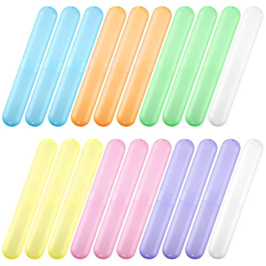 

20 Pcs Travel Toothbrush Case Holder, Portable Toothbrush Storage, Classroom Pencil Case for,Assort Color Toothpaste Cover Prot