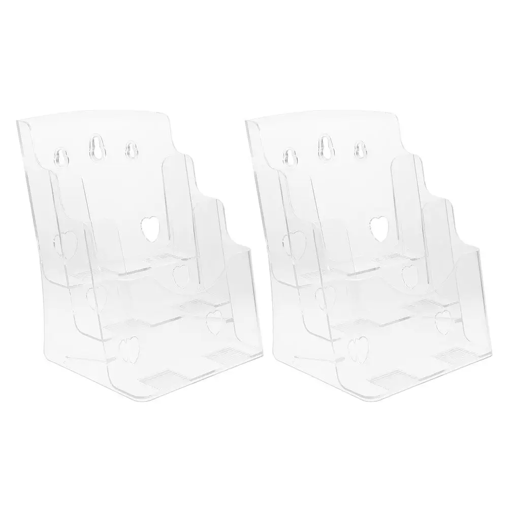 2Pcs Acrylic Literature Rack Desk Organizer Sloping Design Document Holder for Magazines Books Files Office Study Dorm Clear A5