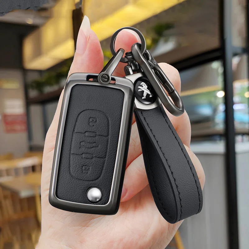 Zinc Alloy Car Key Case Cover Shell Holder For Peugeot 107 207 307 307S 308 407 607 807 3008 5008 Protection Key Bag Accessories