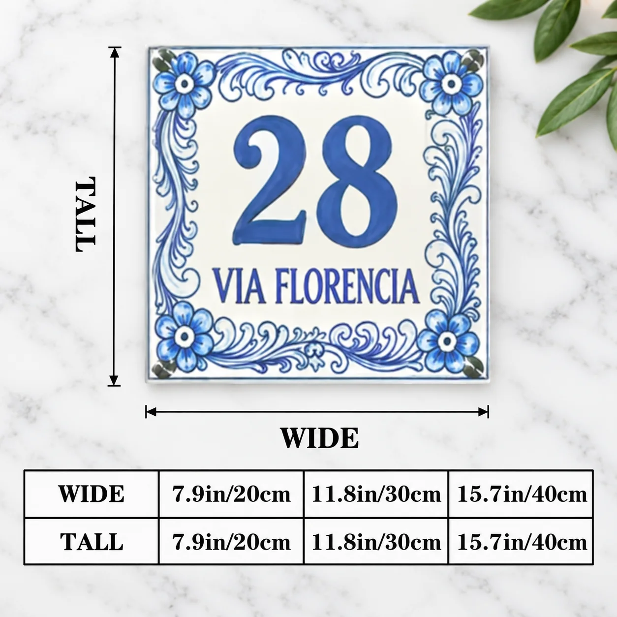 1Pc Custom Acrylic Printed Door Number Sign Italian Floral Address Plaque Personalized Street Name Villa Home Outdoor Decor Sign