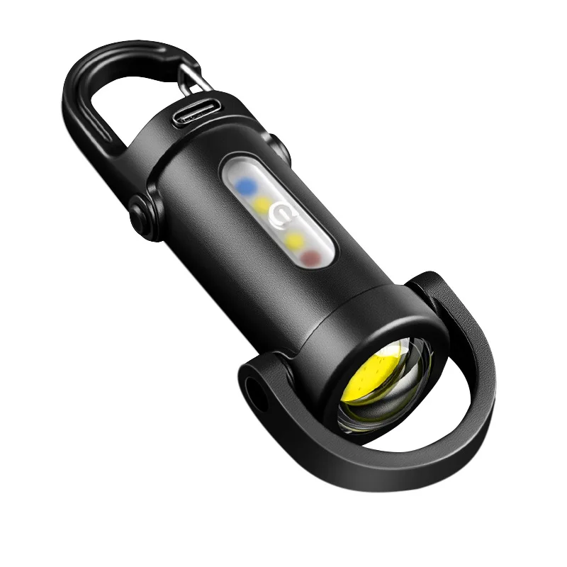 Powerful COB LED Flashlight Keychain USB Rechargeable Portable Flashlight 1000LM Waterproof Keyring Camping Walking Pocket Lamp
