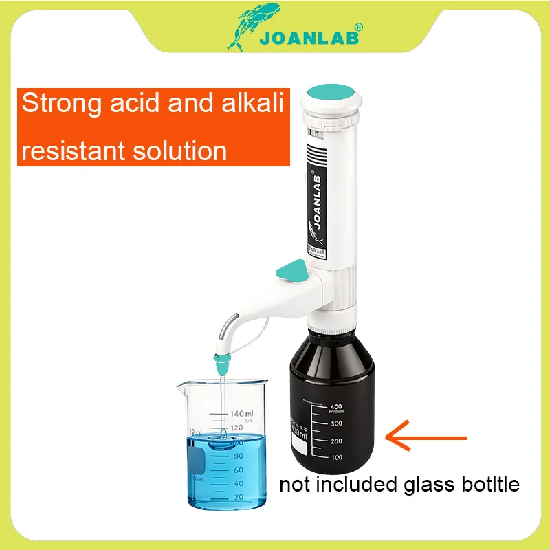 JOANLAB  Bottle Top Dispenser 0.5-60ml Adjustable Lab Liquid Dispenser Corrosion Resistant for Acid Alkali