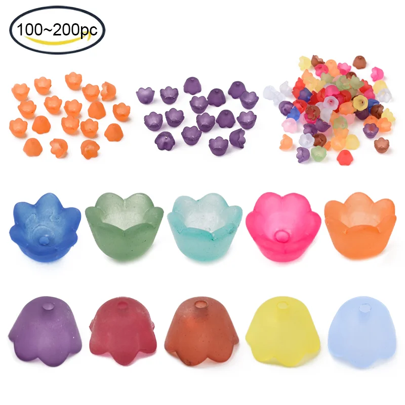 Flower Acrylic Beads Transparent Frosted Multi Colors Bead caps spacer beads for Jewelry Making DIY Accessories 10x6mm Hole1.5mm