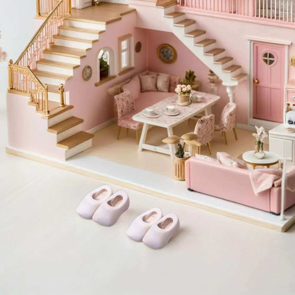 

6Pairs Mini Wooden Clogs Unfinished Shoes DIY Crafts Dollhouse Accessories Miniature Scene Shoe Accessories Miniature Shoes