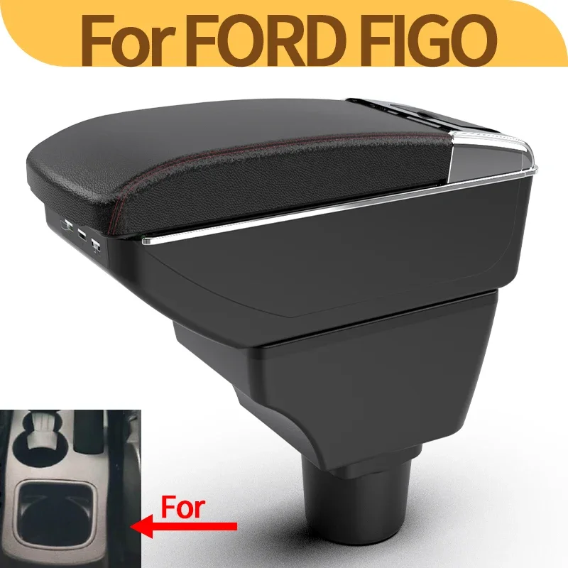 

Для Ford FIGO 2018, автомобильный подлокотник, внутренняя центральная консоль, USB-ящик для хранения, аксессуар, двухслойная модификация места для хранения.