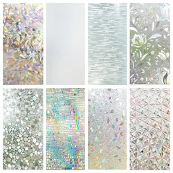 90x200Cm 3D Rainbow Effect Window Film Stained Glass Vinyl Self Adhesive Film Static Cling Window Stickers Heat Control Anti UV