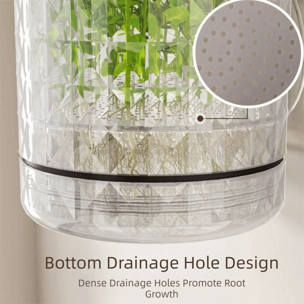 

Plastic Hydroponic Wall Planter Self-Adhesive Decorative Hanging Flower Pot Double Layer Space Saving Self Absorbing Flowerpot