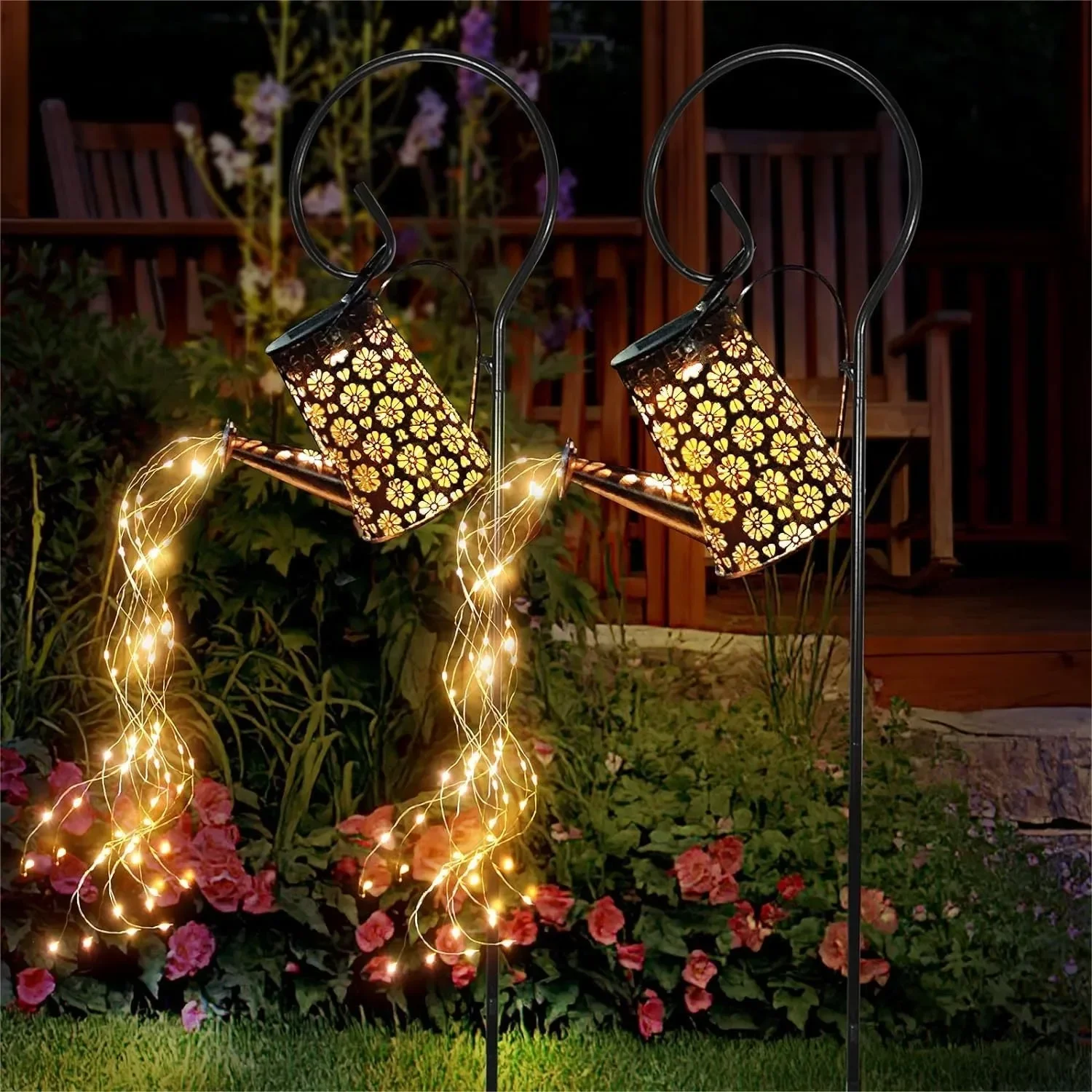 

2 Pack Solar Watering Can with Lights for Garden Decor, Hanging Lantern Landscape Lights for Yard Patio