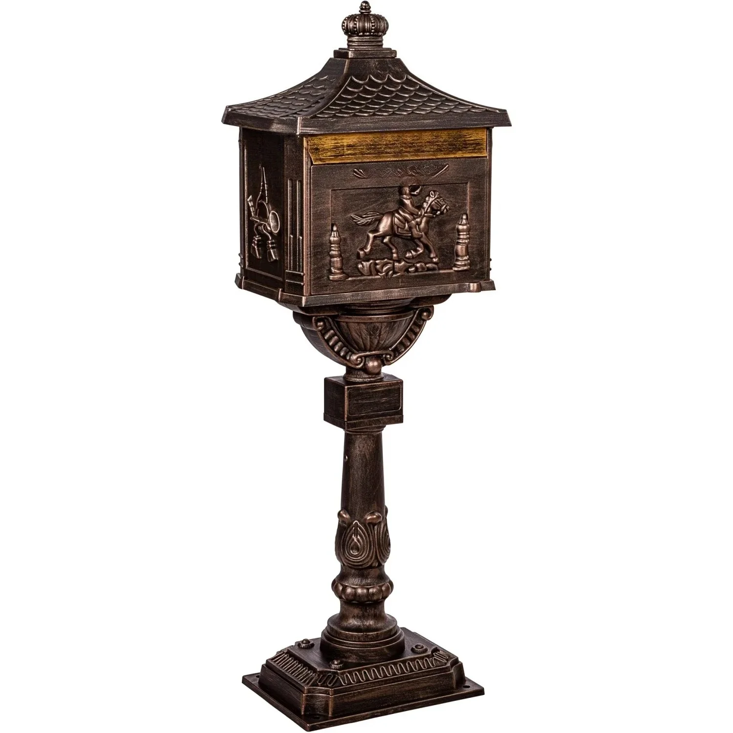 

Free-standing mailbox Cast aluminum black mailbox Security heavy-duty outdoor mailbox