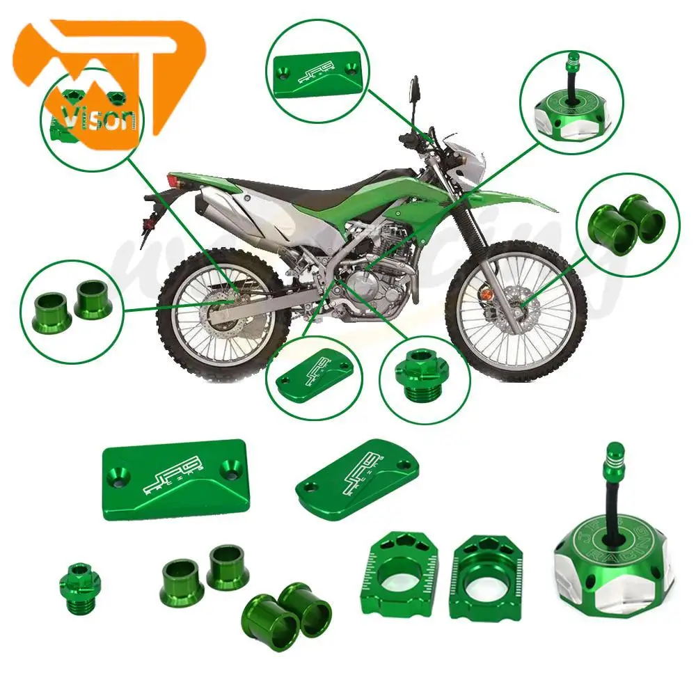 

Motorcycles Oil Filler Plug Axle Block Hub Spacers For Kawasaki KX250 KX250F KX450F KX Brake Reservoir Cover Gas Fuel Tank Cap