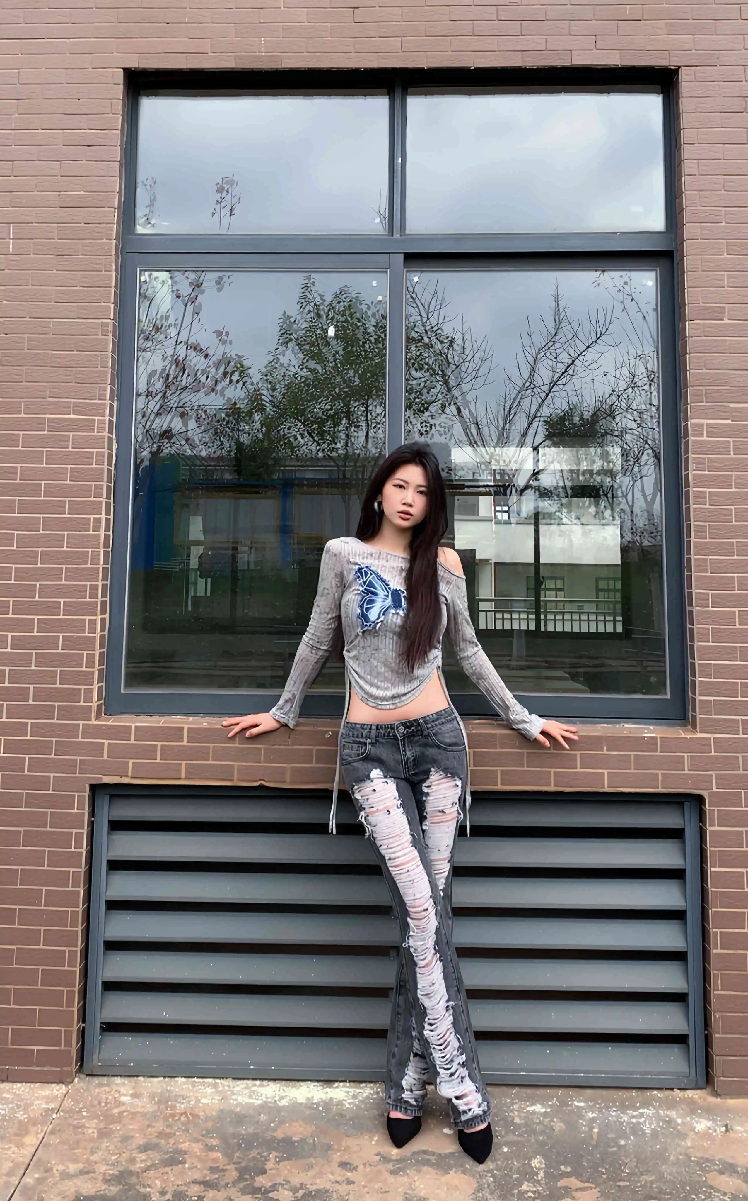 Jean déchiré Vintage Y2K pour femmes, Streetwear rétro américain, pantalon en Denim taille basse, Harajuku gothique Punk, Slim