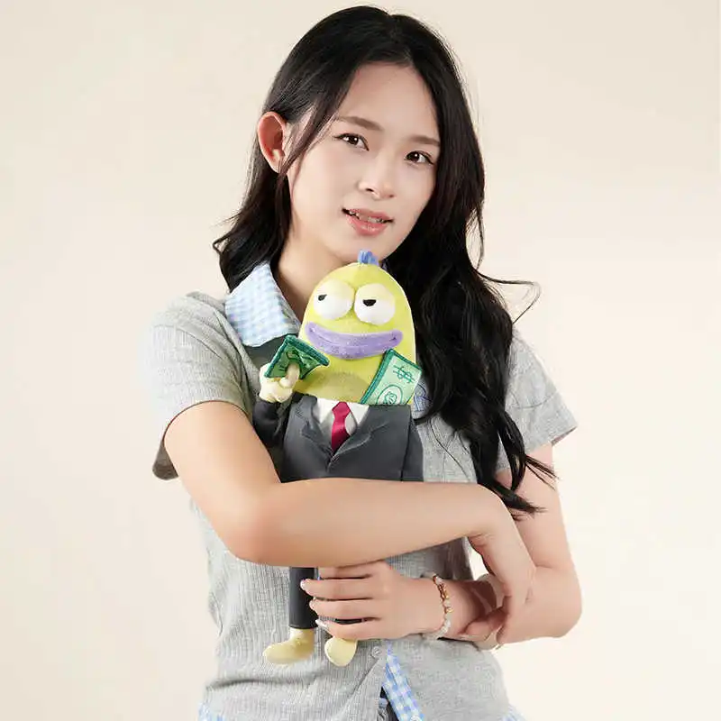 Potdemiel Spongebob Squarepants Plush Toy Funny Fish Man Holding Dollar Stuffed Doll Creative Gift For Adult Collection