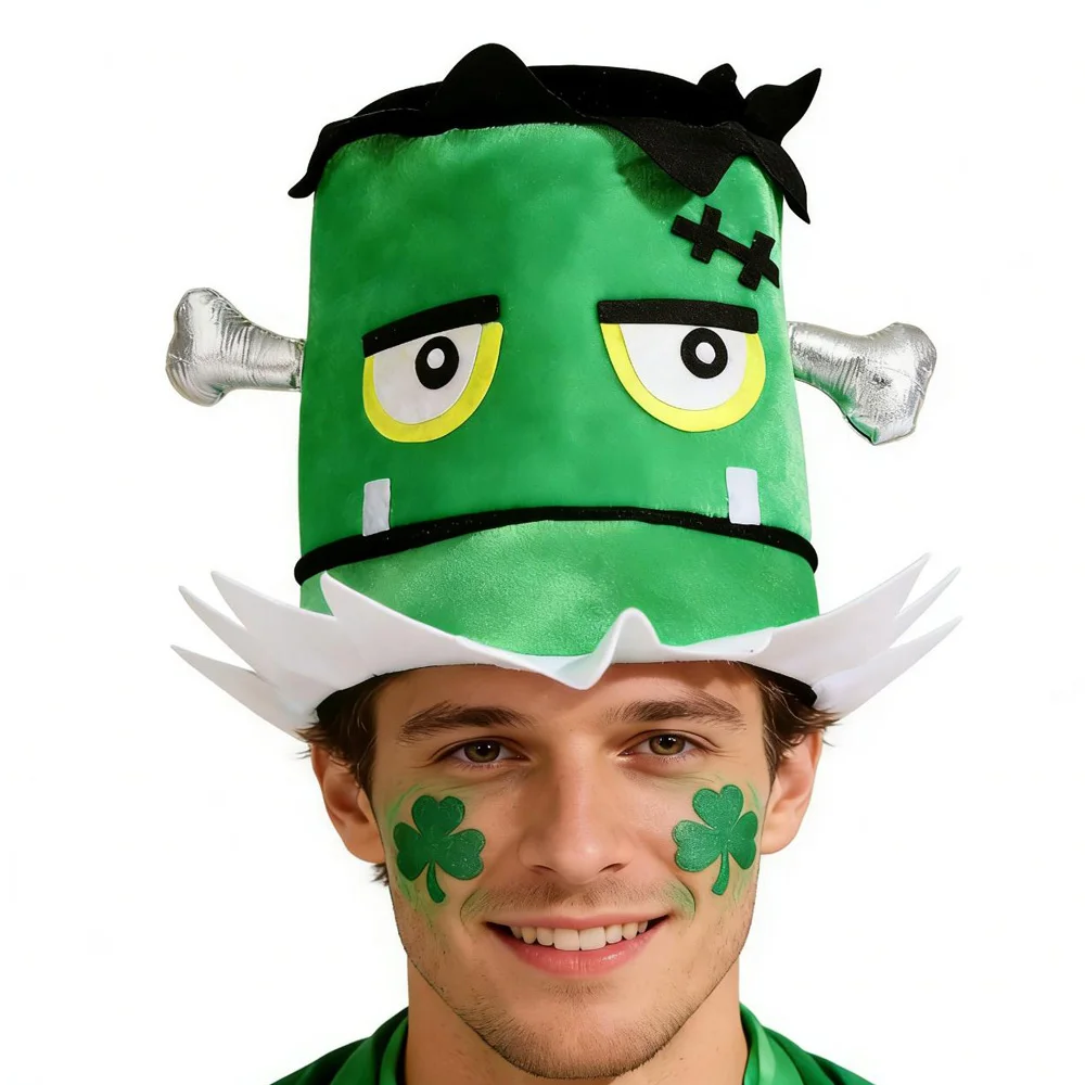 Chapéu monstro verde do dia de são patrício, cosplay, festival irlandês, bar, chapéus, carnaval, festa de halloween, adereços de fantasia