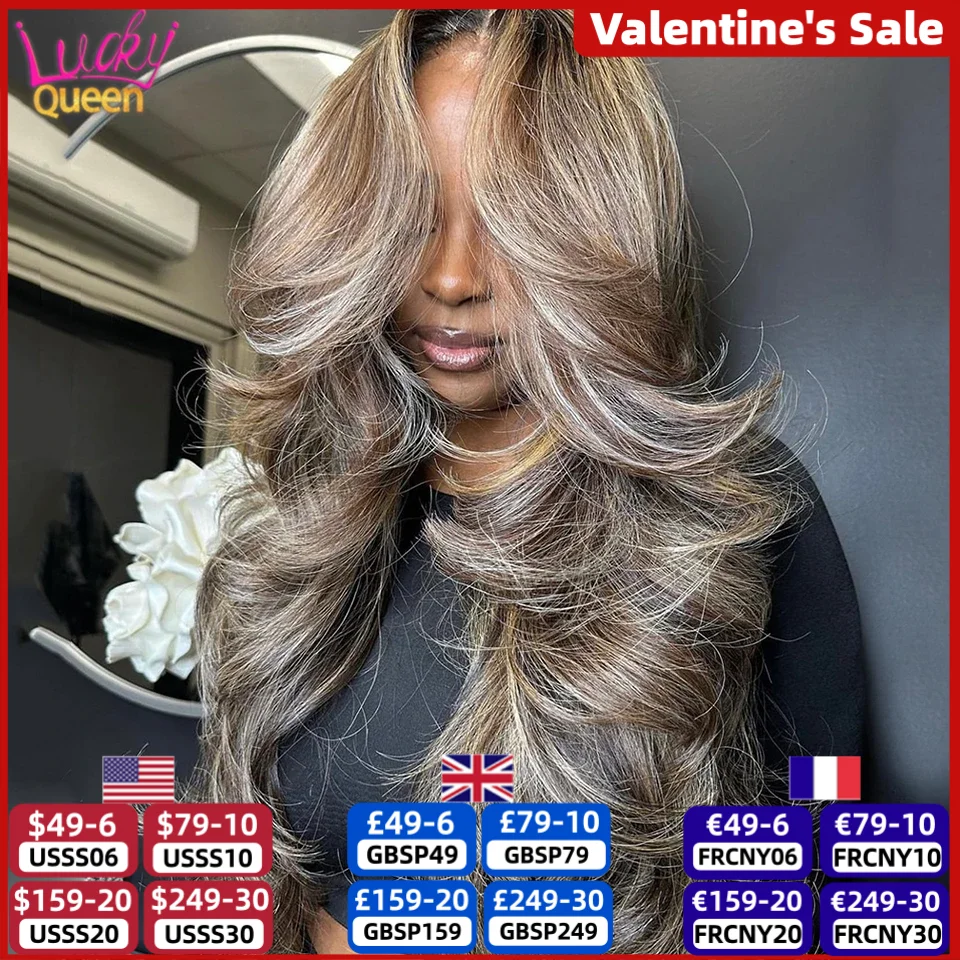 

Highlight Ash Blonde Lace Front Wigs Human Hair 180% Density Body Wave For Black Women 13x4 Transparent Lace Front Wig Pre Pluck