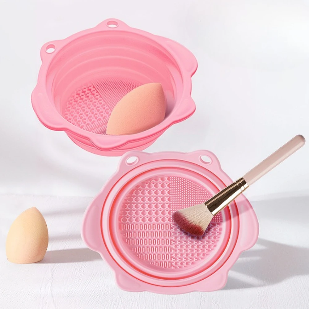 Ciotola pieghevole in silicone pieghevole per la pulizia degli strumenti di bellezza |   Beauty Egg Cleaner e pennello per trucco Quick Cleaner (uso quotidiano per le donne)