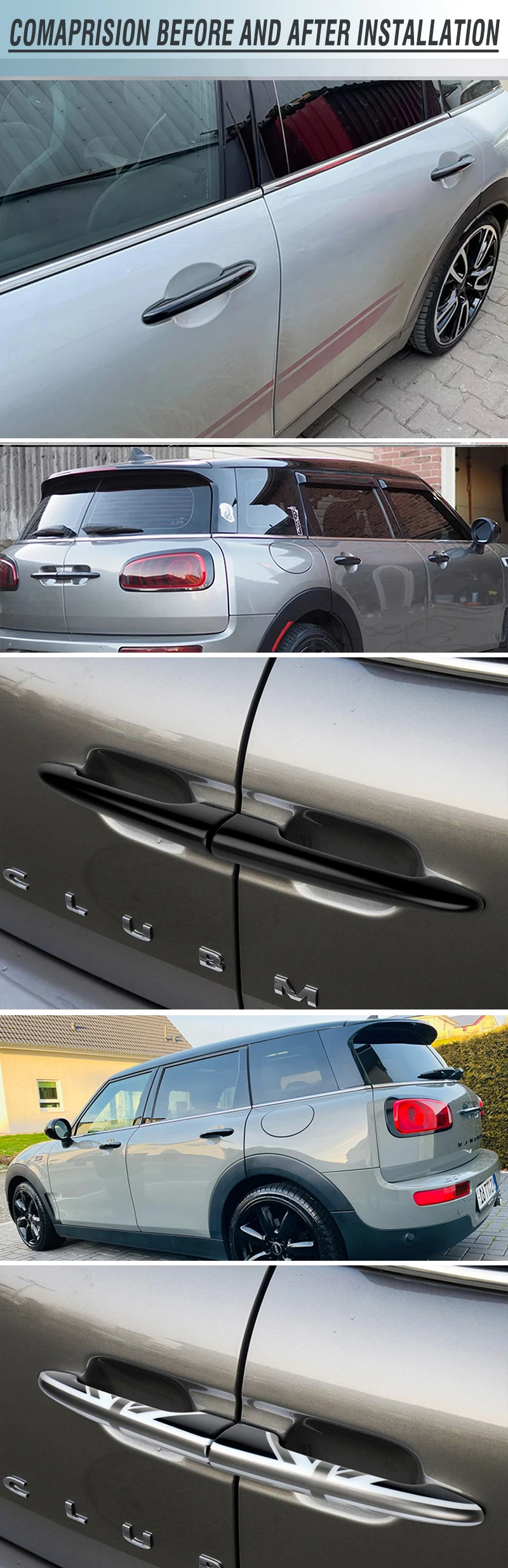 Coperture Maniglie Auto Mini Cooper – Nero Lucido, Adesive, Per F54 F55 F56 F57 F60 (2014-2023)