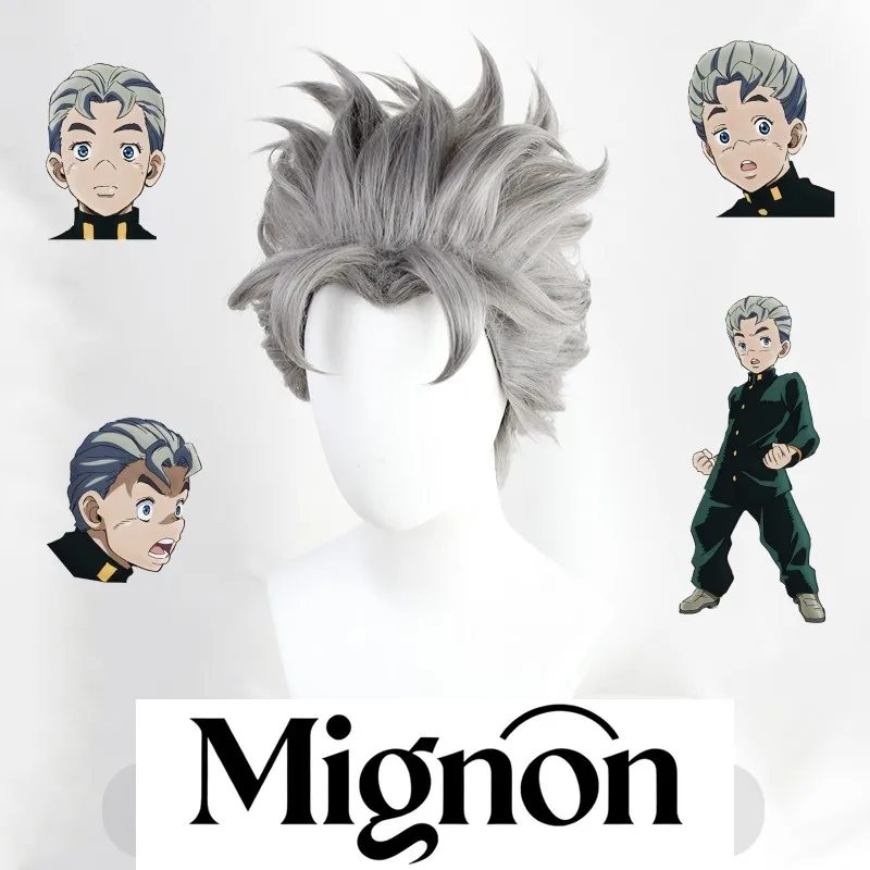 

JoJo's Bizarre Adventure Hirose Koichi Косплей Парик Серый против вьющихся волос