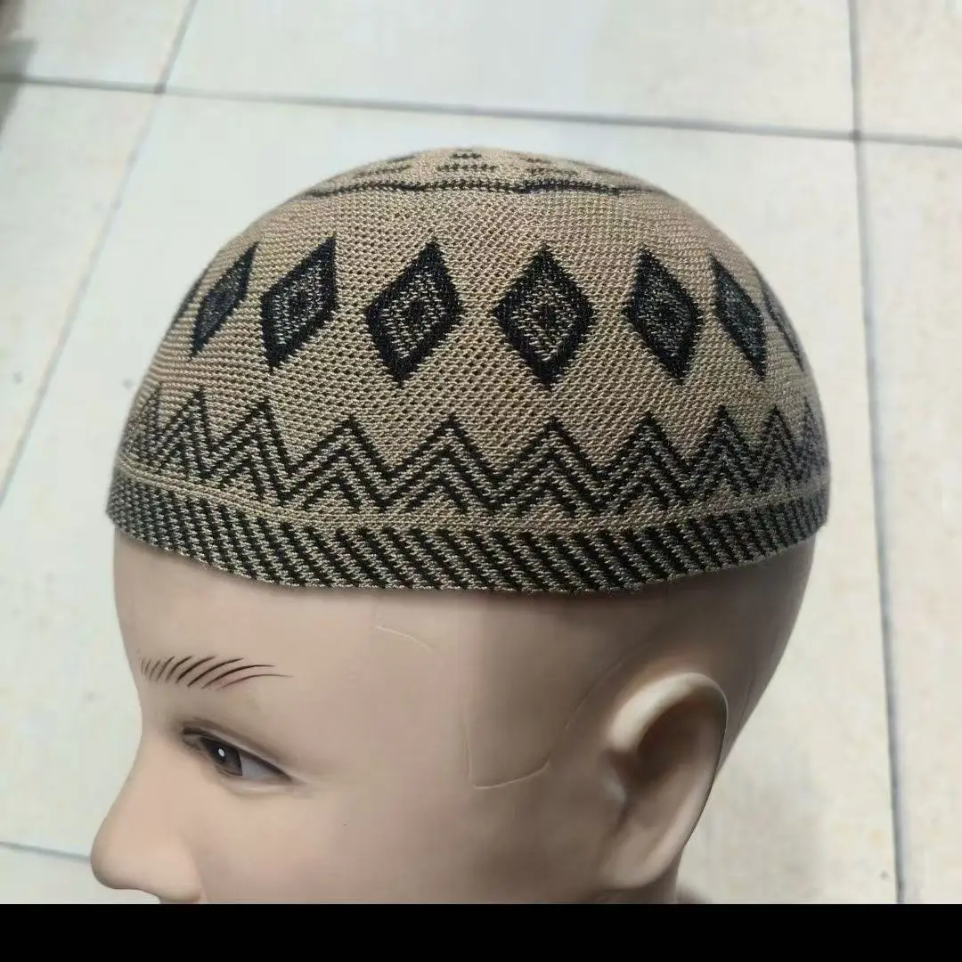 Topi Muslim untuk Pria Pakaian Rajut Crochet Kufi Turki Kippah Islami Turban Yahudi Katun Mesh 03670