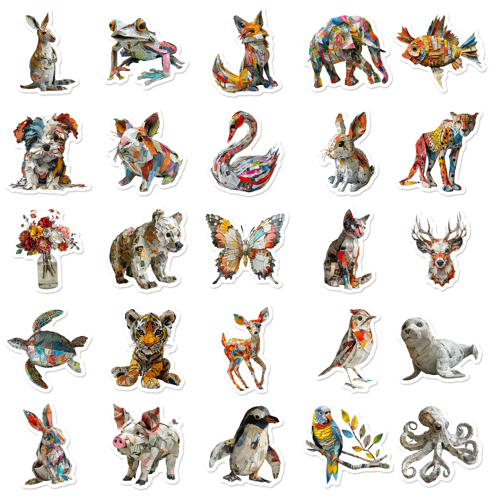 10/25/50pcs Aesthetic Art Retro Animals Stickers for DIY Scrapbooking Notebook Decor Phone Laptop Water Bottle Guitar