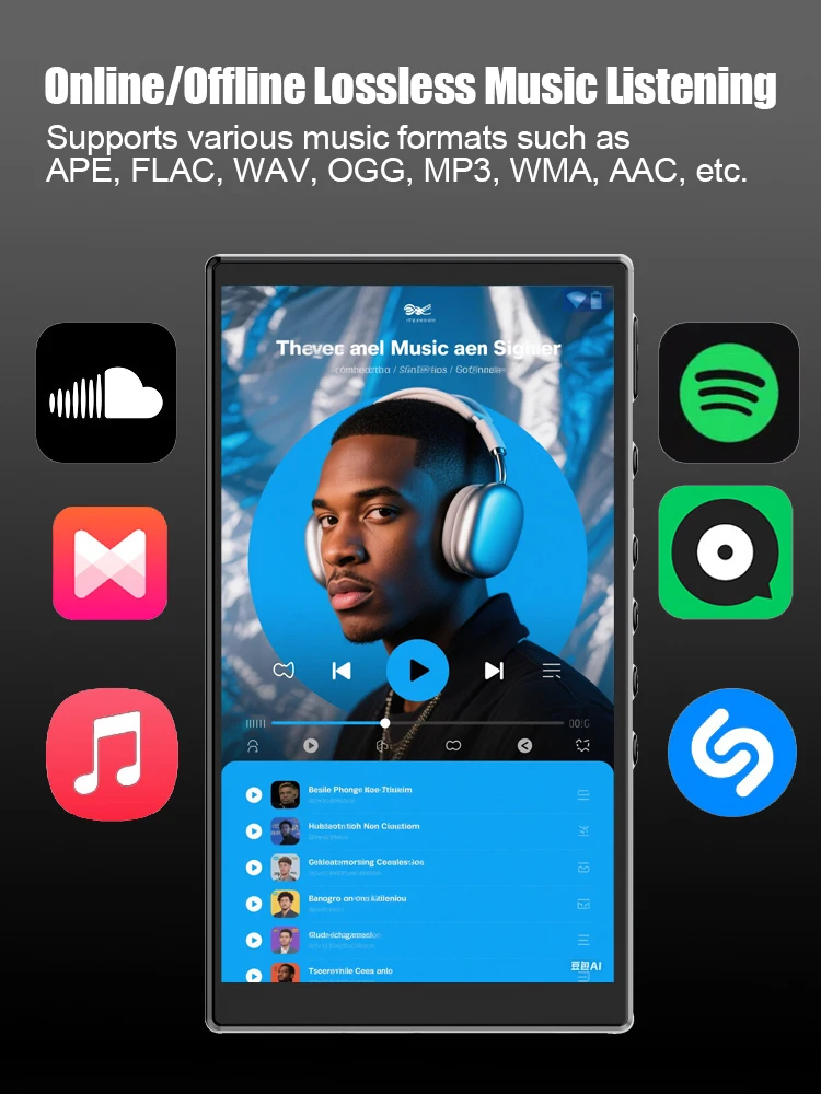 Famue mp4 player portátil mp3 player android 13 câmera de 13 megapixels 4g + 32g 4.3 polegadas tela ips bluetooth 5.0 presentes para estudantes