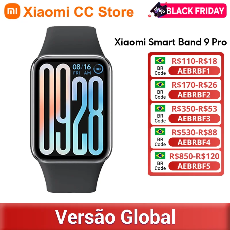 Xiaomi Mi Band 9 Pro Versão Global Bateria com duração de 21 dias Tela de 1,74 polegadas Mais de 150 modos esportivos Monitoramento de sono GNSS 5ATM 
