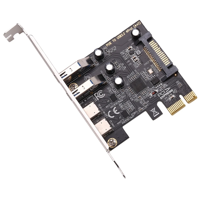 PCI Expansion Card  4-Ports (Type-C+A) USB 3.2 Expansion Card 5Gbps High Speed Hub Driver-Free for Desktop Computer