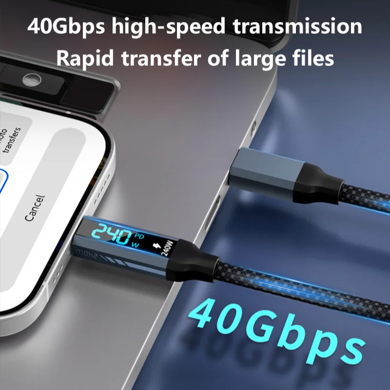 Magnetic 240W Digital Display Fast Charging Cable Dual Type‑C Charging Cord for iPhone 15 16 17 Pro Max Xiaomi Samsung Huawei