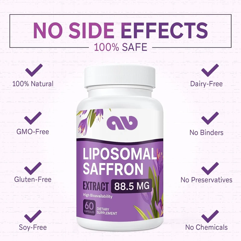 

Liposomal saffron supplement 88.5 mg, for mood, energy, vision, and focus -60 vegetarian capsules