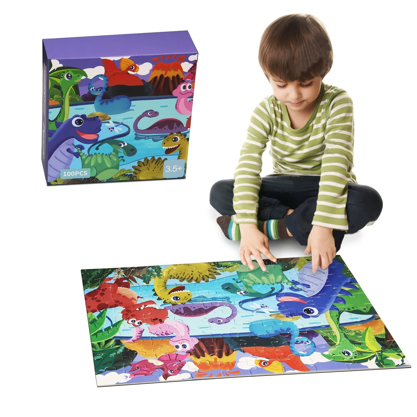 Puzzles for Kids Ages 4-8, Kids Puzzles 100 Piece Big Dinosaur Floor Jigsaw Puzzle for Kids Children Educational Puzzles Toys fo