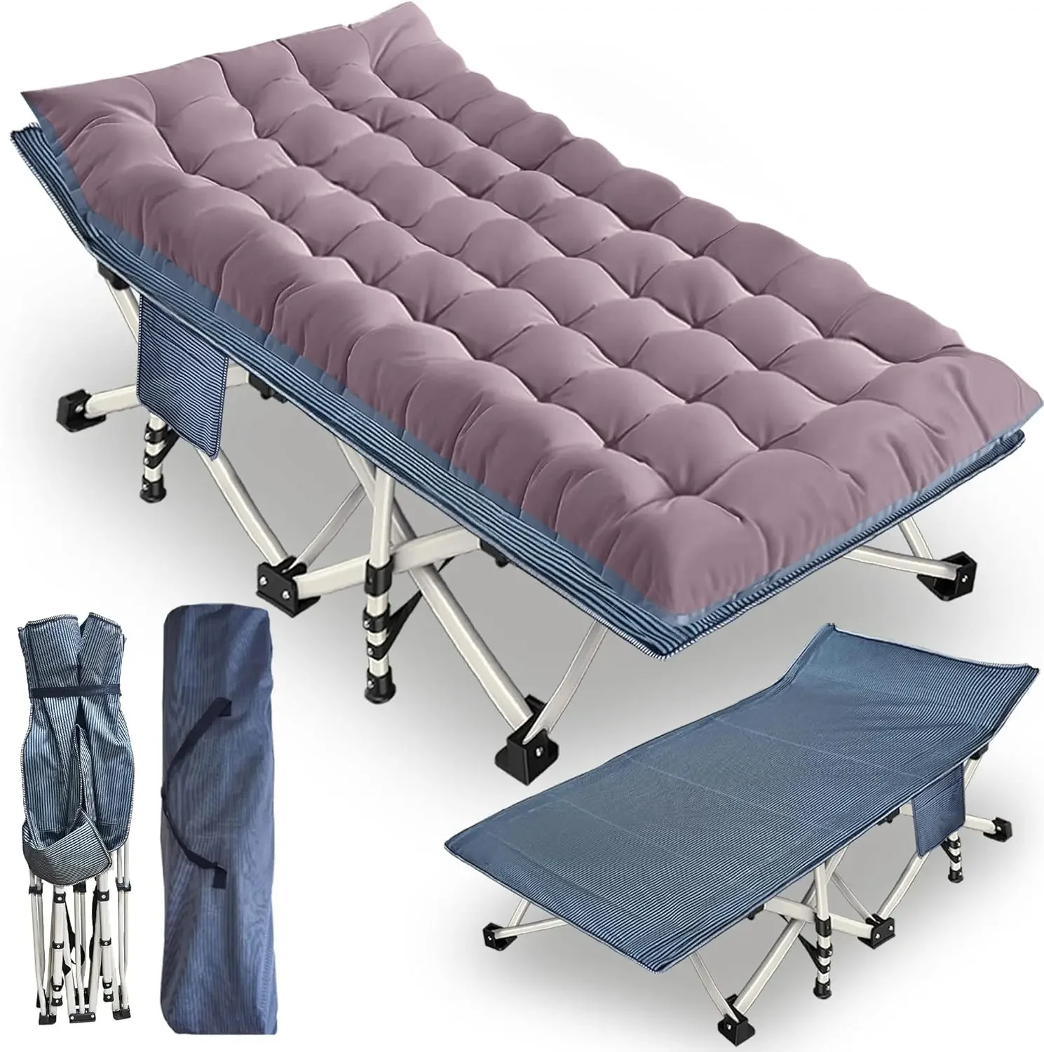 

Camping Cot with Mattress Oversize Width XXL Folding Cot Heavy Duty Comfortable Cots for Sleeping Guest Bed with Carry Bag