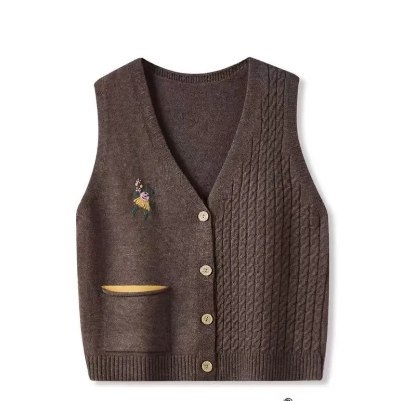 

Loose Knitted Cardigan Vest Spring and Autumn Vest New Fashionable Sweater Vest Jacket
