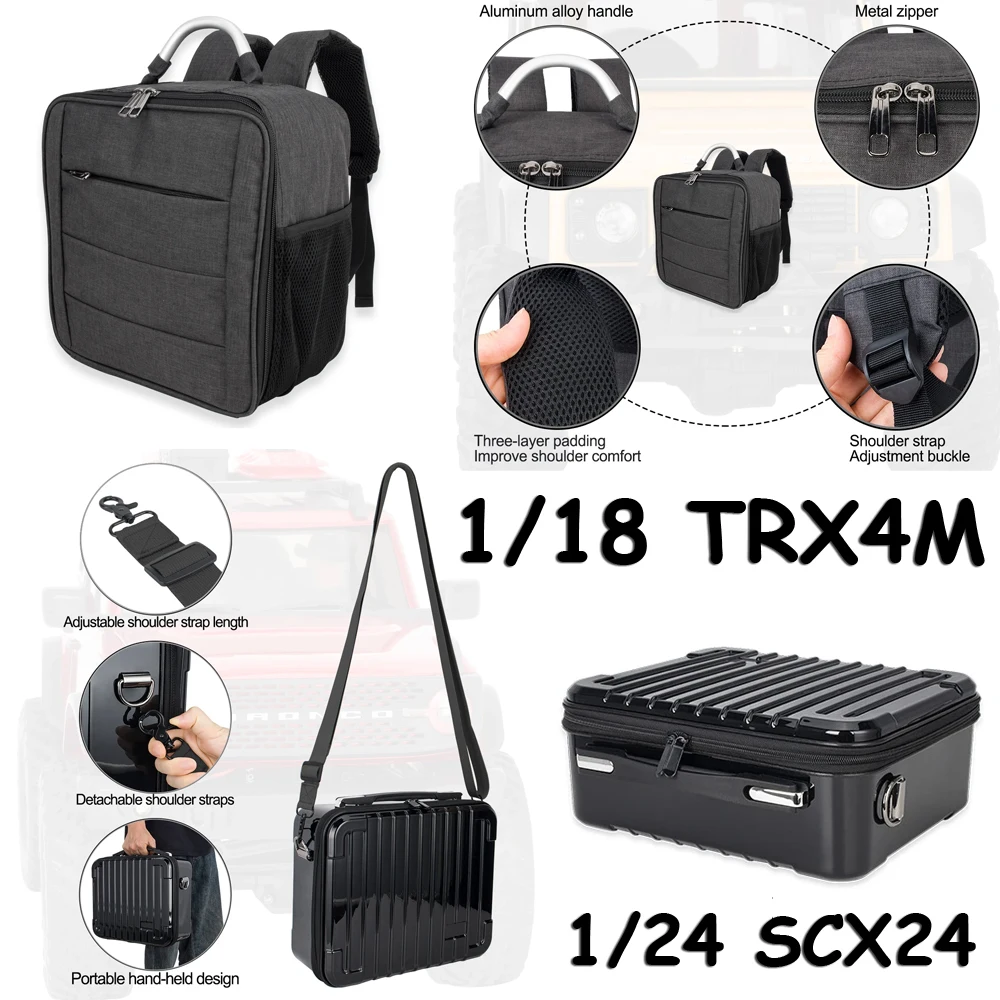 

YSIDO RC Car Outdoor Backpack Storage Bag Carrying Case Shoulder Bags for 1/24 1/18 RC Crawler Car SCX24 TRX4-M Defender Bronco
