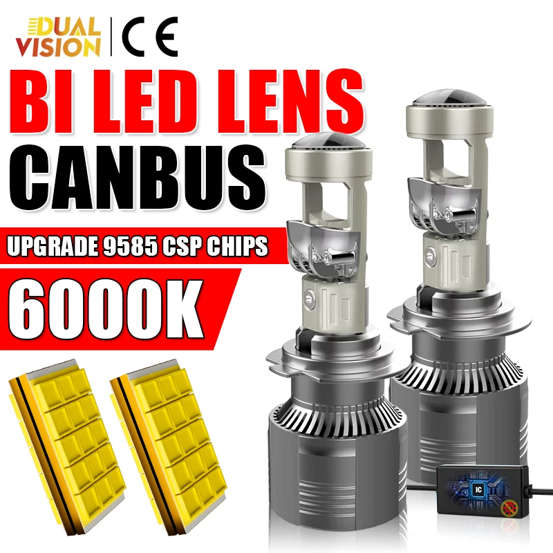 

2PCS H7 H4 Bi LED Headlight Mini Projector Lens H11 H8 H9 HB3 9005 HB4 9006 9585 CSP 6000K Led Lights Canbus Automobile Lamp 12V