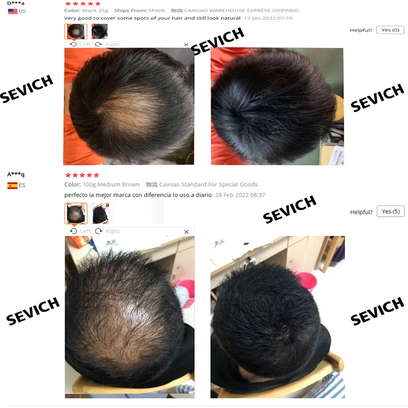 Sevich Hair Fibers Regrowth Powder Keratin Hair Building Fiber Powder Instant Hair Growth Concealer Applicator Hair Loss Product