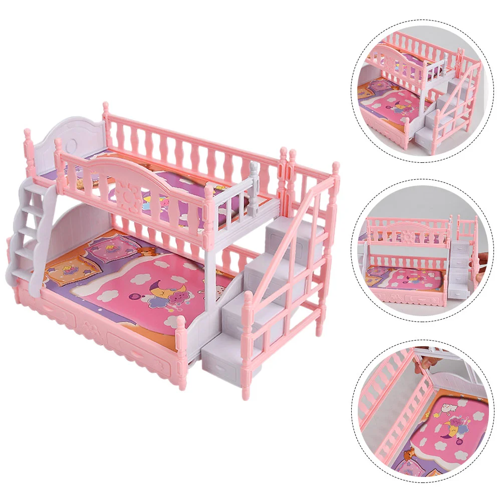 1:12 Bunk Bed Mini House Adornment Miniature Furniture Ornament Baby Dolls Miniatures Toy Model Prop