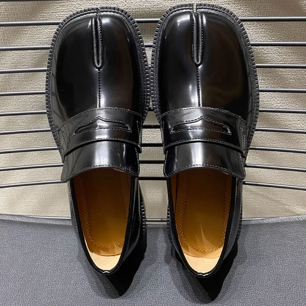 New Fashion Genuine Leather Men's Loafers British Street Split Toe Trendy Work Shoes Luxury Women's Party Walking Shoes