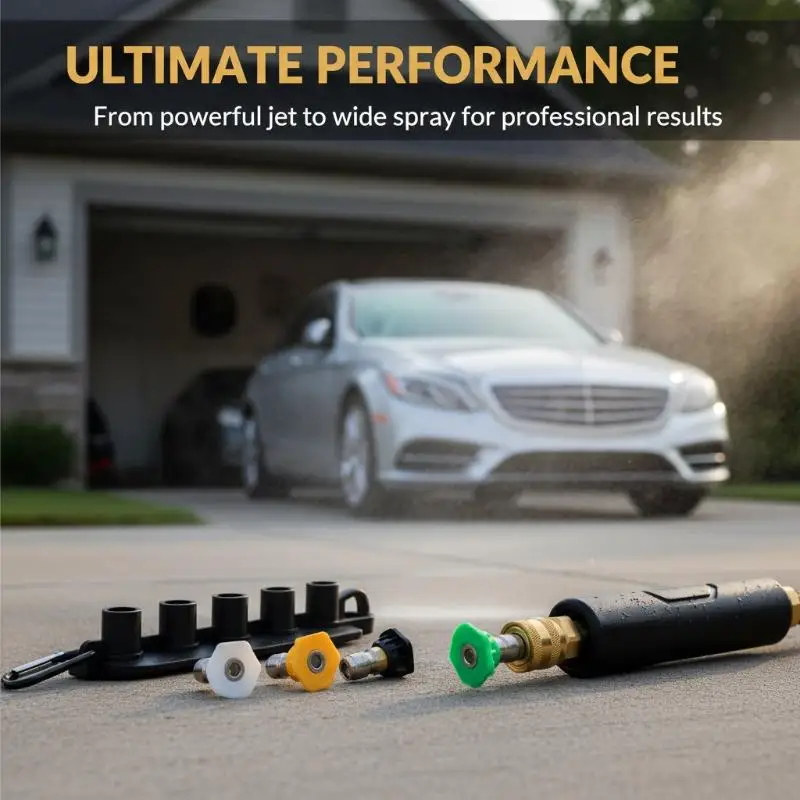 New Universal Pressure Washer Tips Multiple Degrees Nozzle 1/4 Inch Quick Connect With Nozzle Holder 5 Spray Nozzle Tips