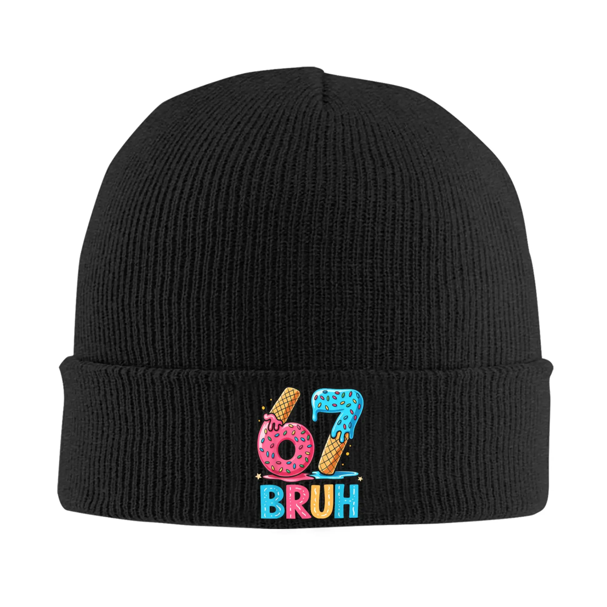 

Шапка-бини Six Seven Bruh 67 Ice Cream Drip, вязаная, для активного отдыха, осенний дизайн, уличная мода