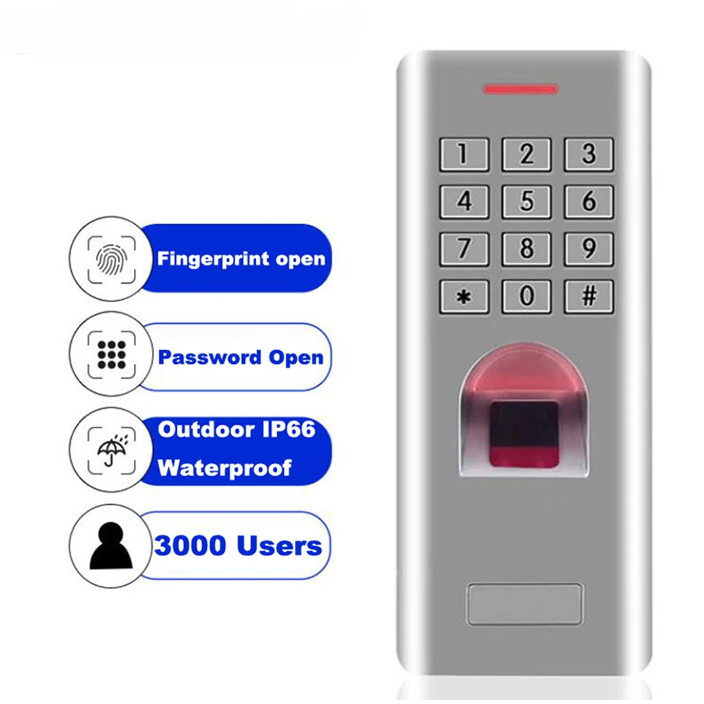 IP66 waterproof Electronic Door Lock Reader  Metal access control fingerprint   125khz ID Card Rainproof integrated card reader