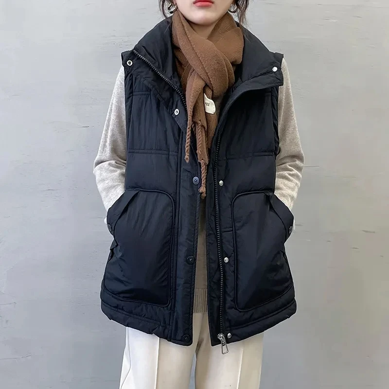 

Autumn Winter Parka Vest Jacket Women 2023NewKorean Waistcoat Sleeveles Down Cotton Warm Coat Female Casual Overcoat Ladies Tops