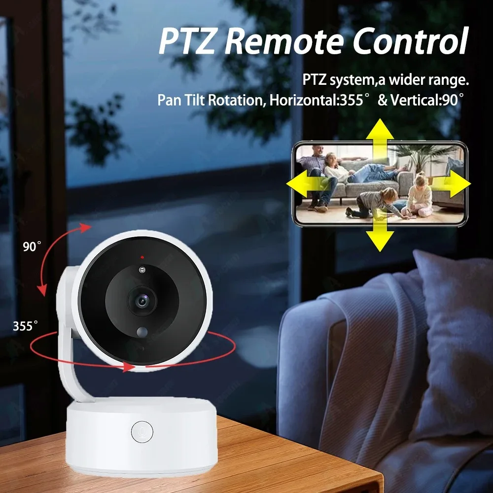 Внутренняя IP-камера Tuya Wi-Fi UHD, 5 МП, радионяня, одно касание, 4-кратный зум, камера домашней безопасности, двусторонний разговор, PTZ 360 °   Наблюдение