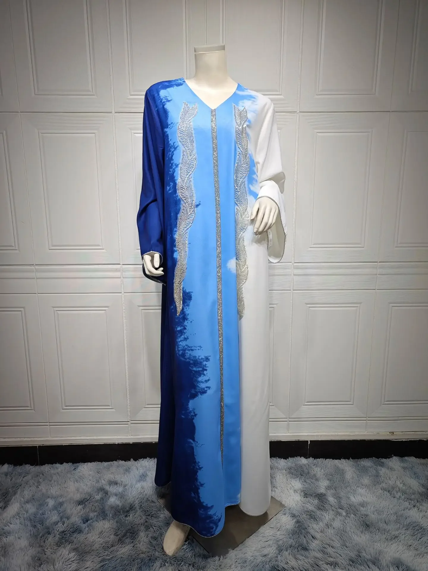 Robe musulmane marocaine Eid pour femmes, Abaya Jalabiya Diamond, robes de soirée à col en V, Abayas de Dubaï, Kaftan, Islam, Robe arabe éducative, 2024