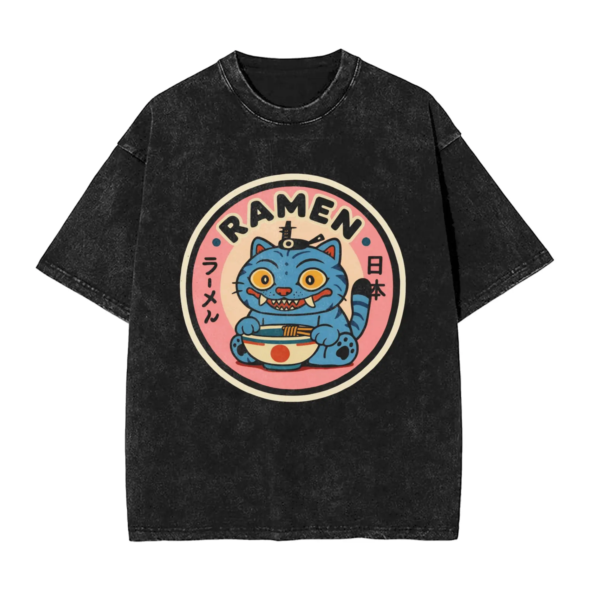 

Футболки с голубым тигром и маленьким другом, птица, ест лапши, Foodie KPop, охотники на демонов для мужчин, хипстерская футболка из 100% хлопка