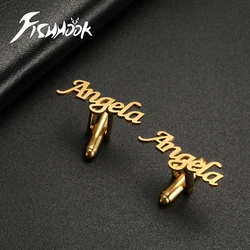 Custom Name Cufflink for Men Woman Personalized Initial Letter for Suit Anniversary Wedding Gift Metal Stainless Steel Jewelry