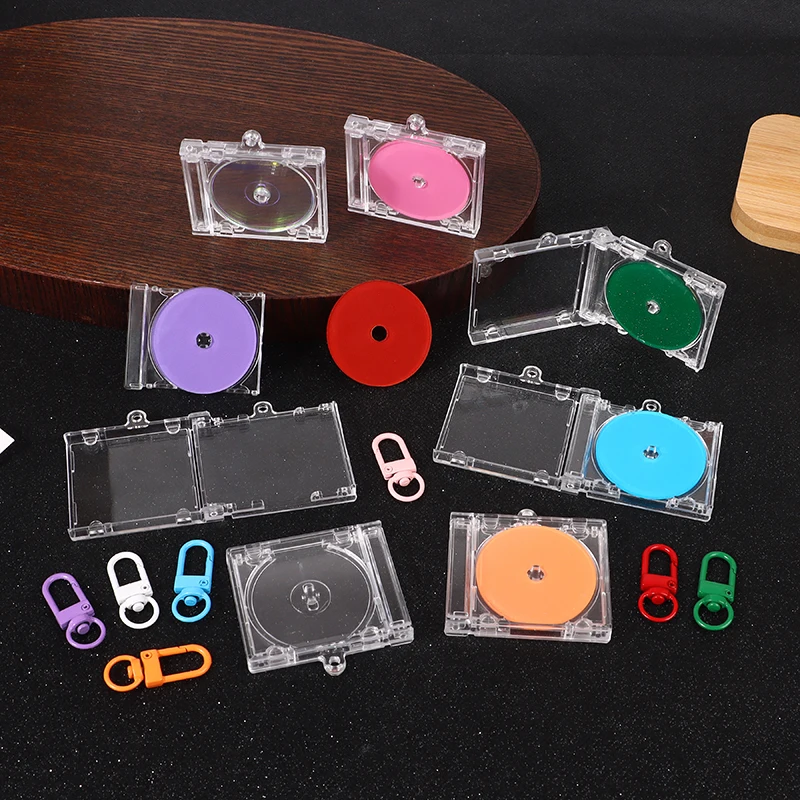 1PC Blank Album Mini CD Case Keychain CD Player Keyring Peripheral Commemorative Album Key Holder For DIY Backpack Pendant