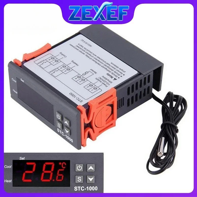 STC-1000 الرقمية LED غلاية استشعار درجة الحرارة خرطوم التدفئة التبريد ترموستات 2 التتابع تحكم NTC مئوية أدوات الإخراج #1